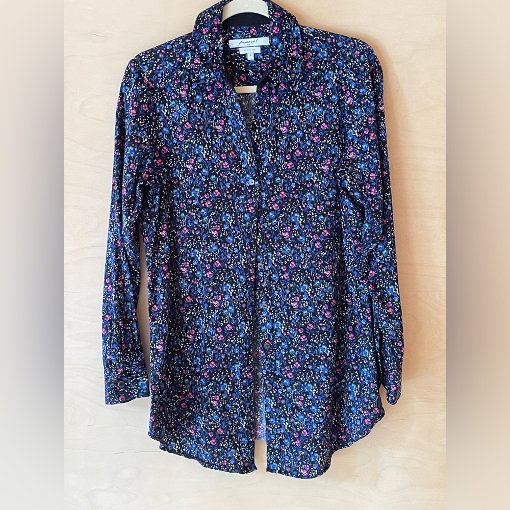 Foxcroft tiny flowered cotton blouse.